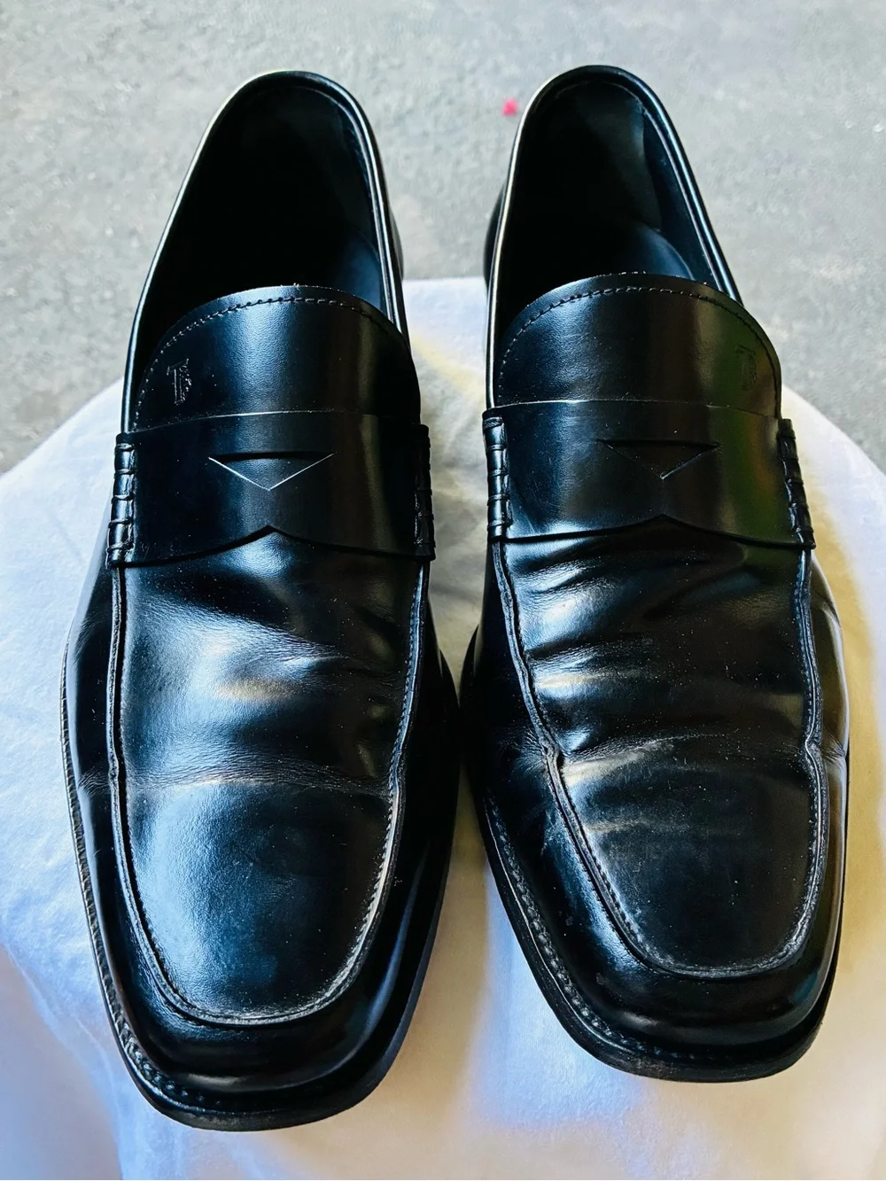 Tod's Black Leather Classic Penny Loafers, Size 7.5